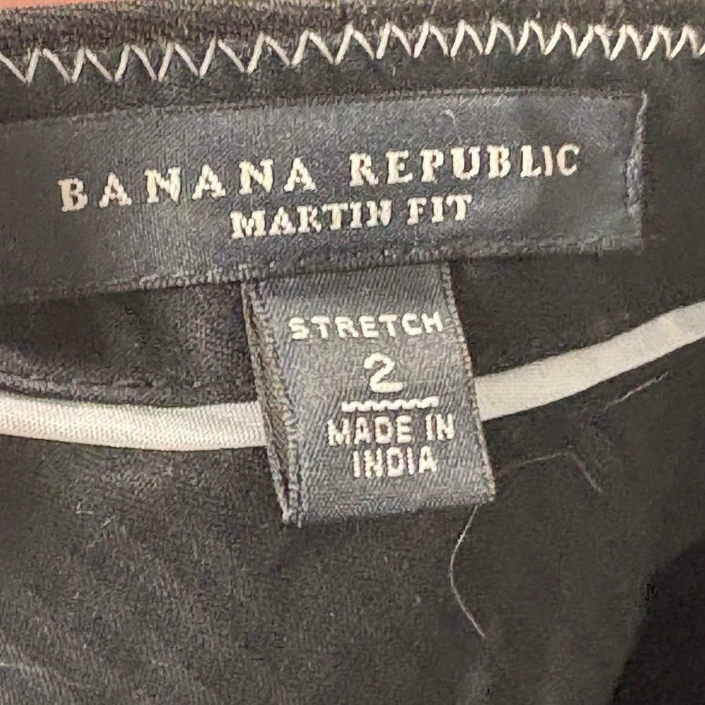 Banana Republic Martin Fit Black Skinny Dress Pants Womens 2 Stretch Zip Pockets - Picture 7 of 9